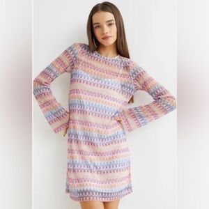 H&M Pastel Wave Long Sleeve Dress Retro 60s Missoni‎